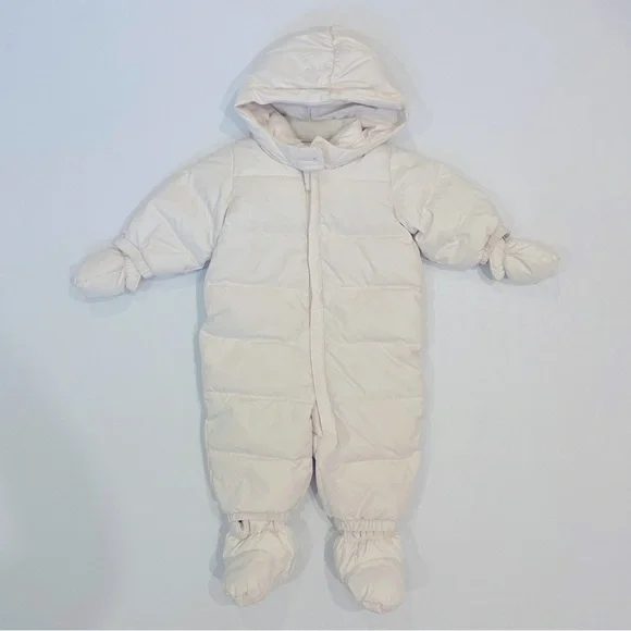 Baby Gap Ivory Frost Puffer Warmest Snowsuit Bunting Bag Size 0-6 months bin 2A - Picture 2 of 9